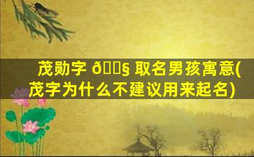 茂勋字 🐧 取名男孩寓意(茂字为什么不建议用来起名)